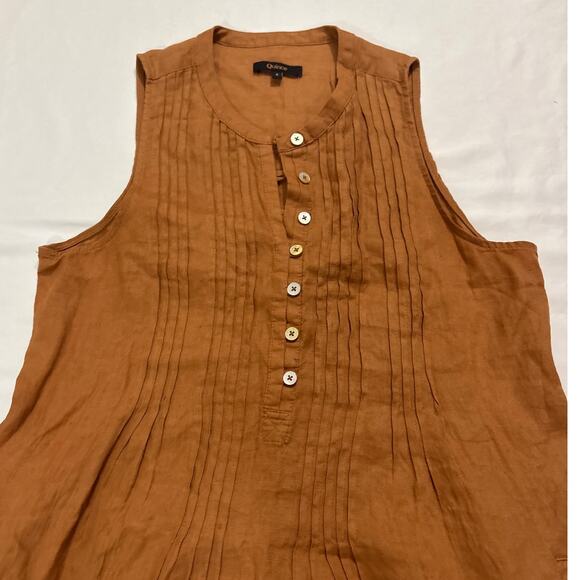 Quince Womens Small 100% European Linen Sleeveless Swing Dress Terracotta - Picture 4 of 10